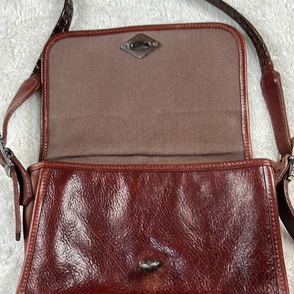 Brighton Collection Leather woven strap fold over  crossbody shoulder bag - Picture 8 of 10